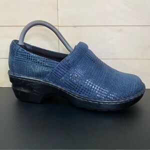 BOC Peggy Clogs Black Blue Women's Size 8.5 Shoes Metallic Leather